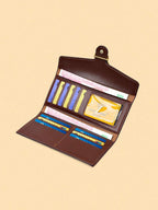 Floral Accent Metal Trim Zip Clutch Wallet
