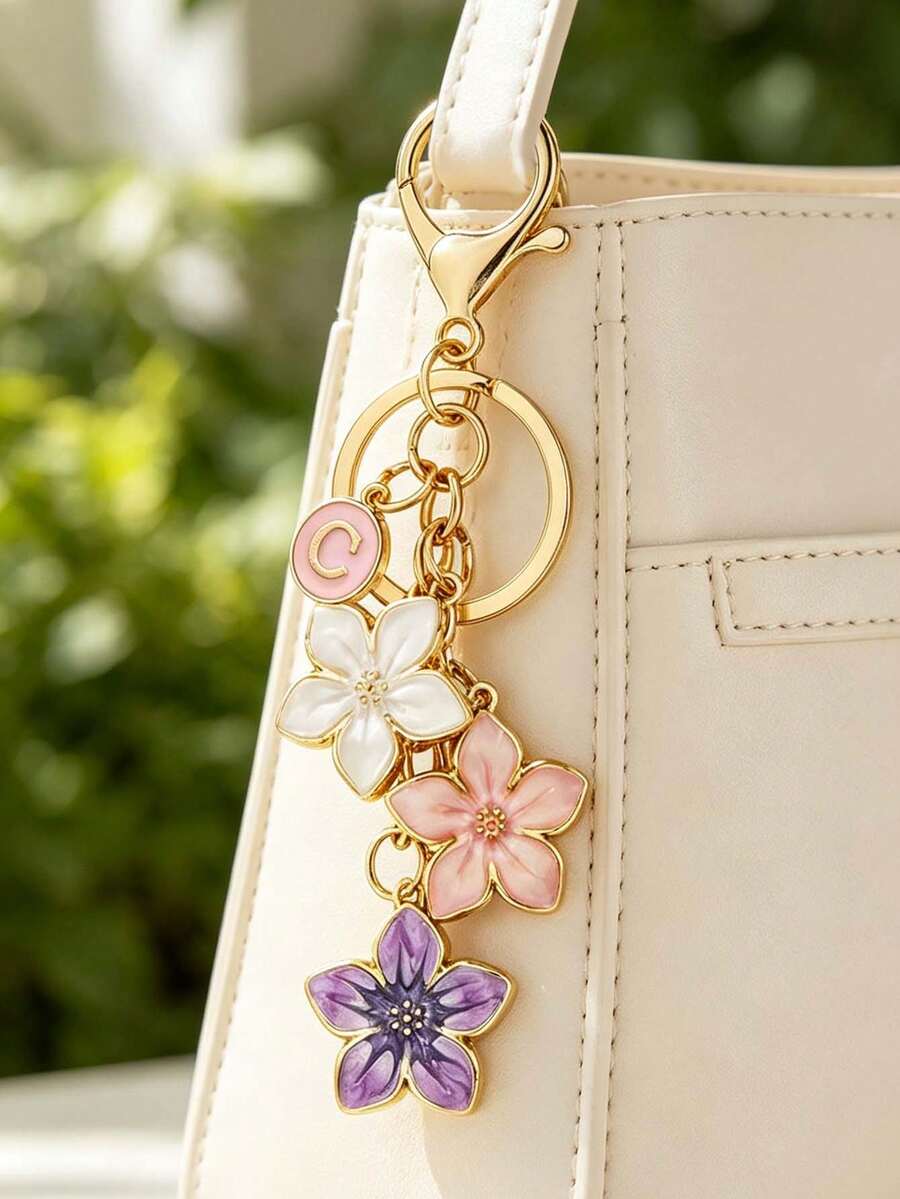 Blossom Butterfly Pearl Initial Bag Charm