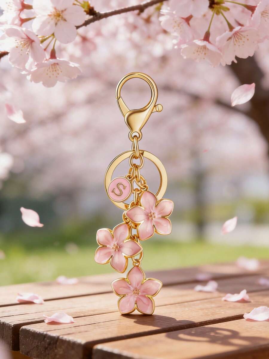 Blossom Butterfly Pearl Initial Bag Charm