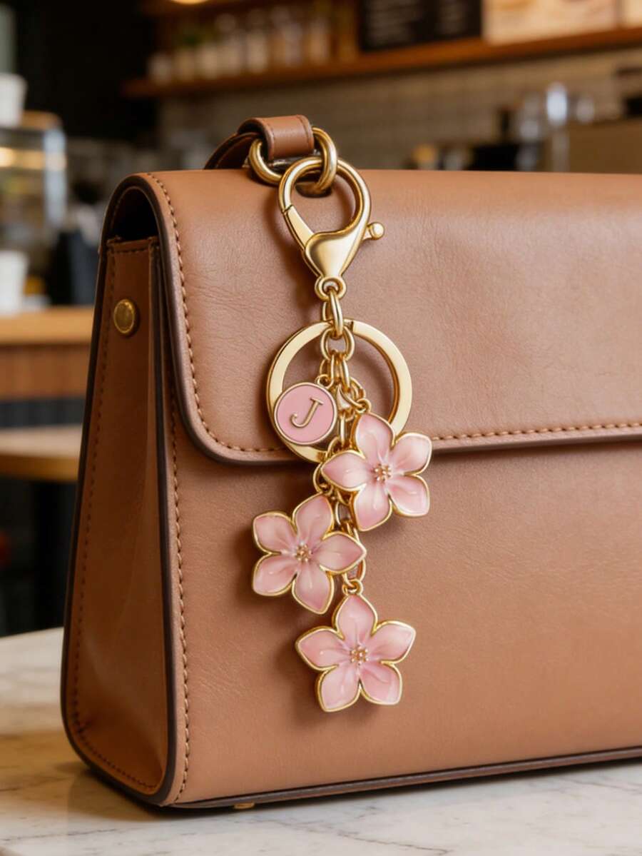 Blossom Butterfly Pearl Initial Bag Charm