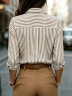 Classic Striped Pocket Button Front Shirt