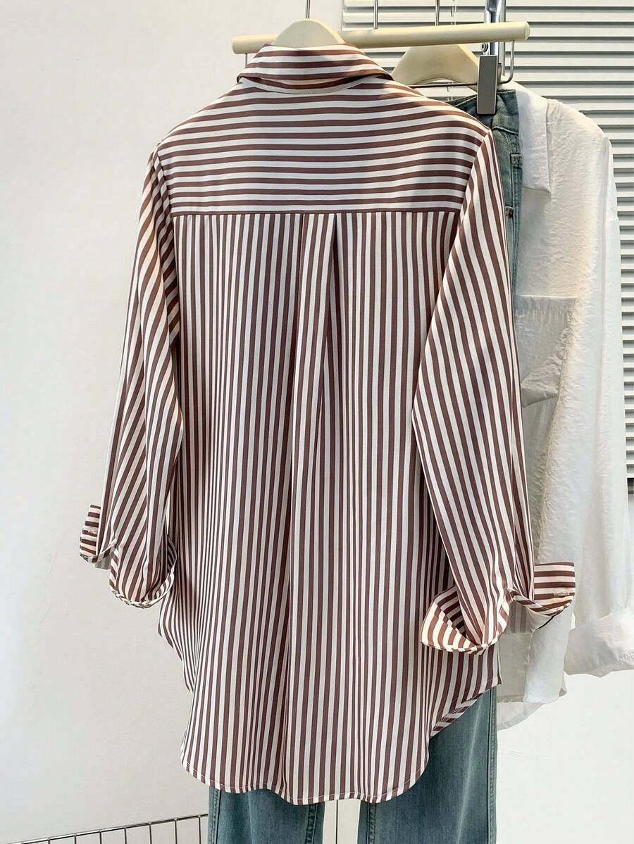 Classic Striped Pocket Button Front Shirt