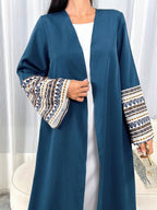 Al Najma Printed Patchwork Flared-Sleeve Abaya