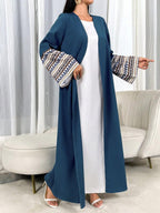 Al Najma Printed Patchwork Flared-Sleeve Abaya