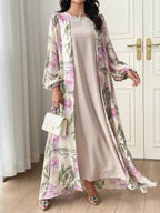 Al Najma Two-Piece Floral Cardigan and Dress Set