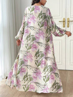 Al Najma Two-Piece Floral Cardigan and Dress Set