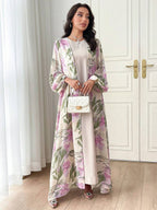 Al Najma Two-Piece Floral Cardigan and Dress Set