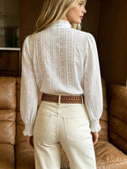 Bohemian White Lace Stand Collar Blouse