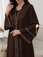 Al Najma Colorblock Trim Lace-Up Abaya