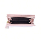 Quilted Bow Charm Large Capacity Long Wallet