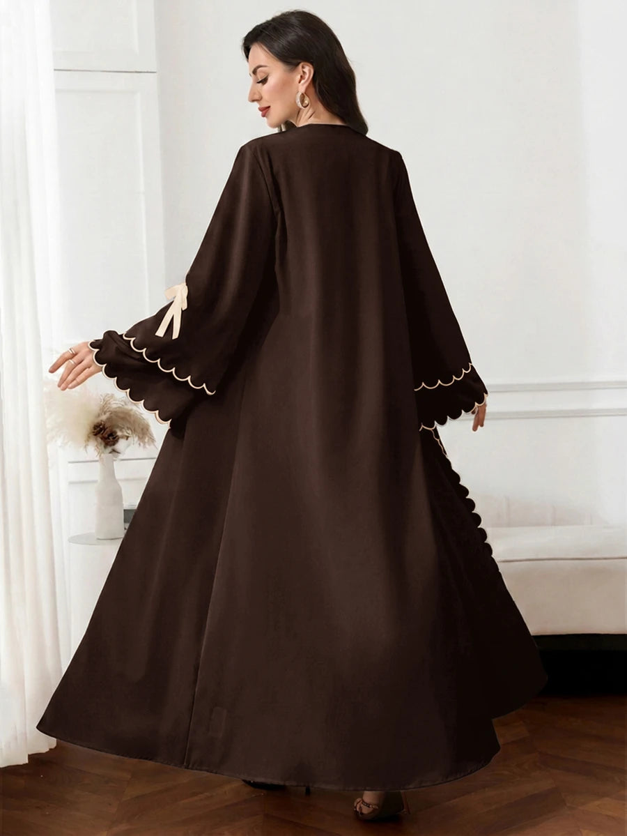 Al Najma Colorblock Trim Lace-Up Abaya