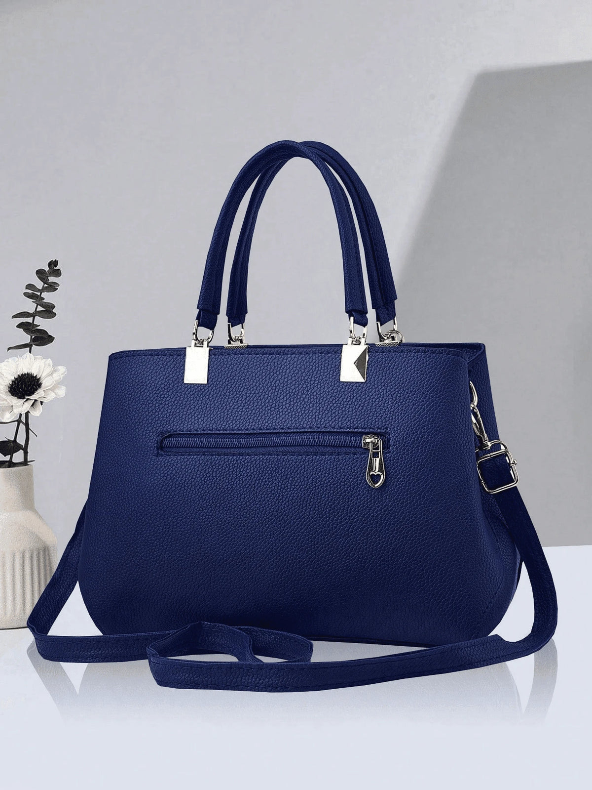 Navy Charm Bow Handbag & Wallet Set