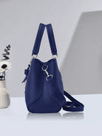 Navy Charm Bow Handbag & Wallet Set