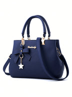 Navy Charm Bow Handbag & Wallet Set