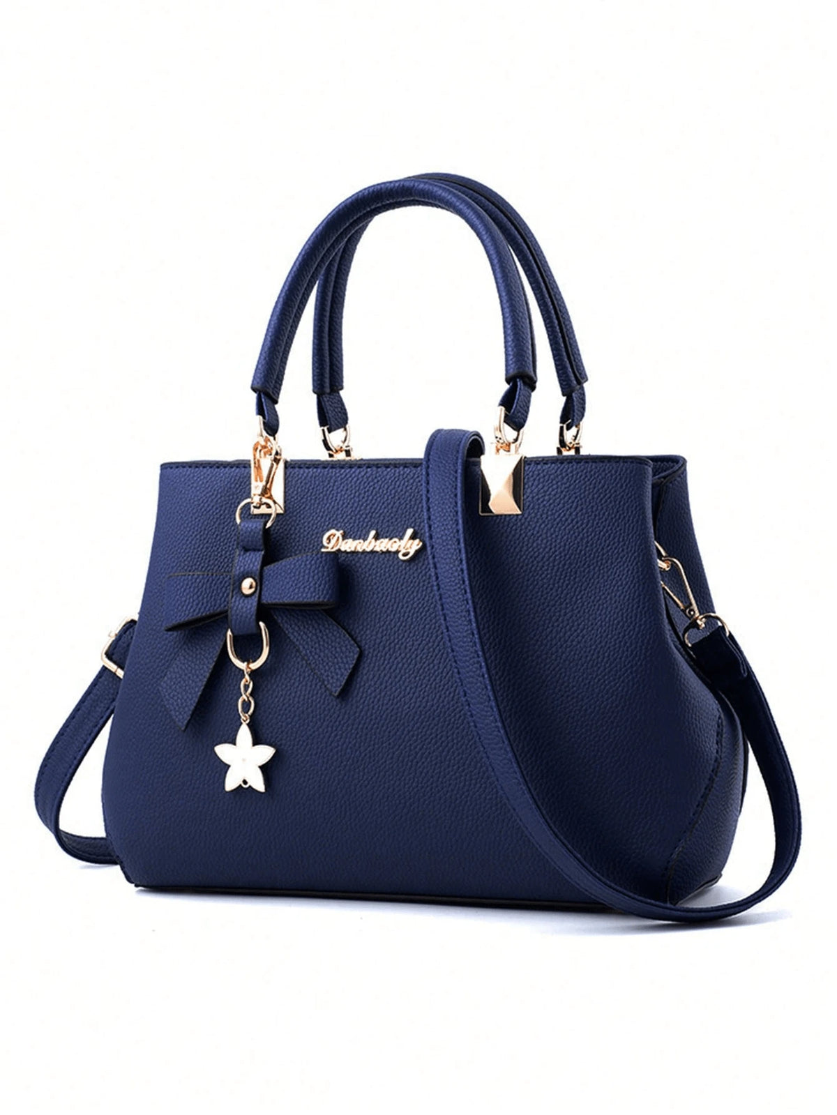 Navy Charm Bow Handbag & Wallet Set
