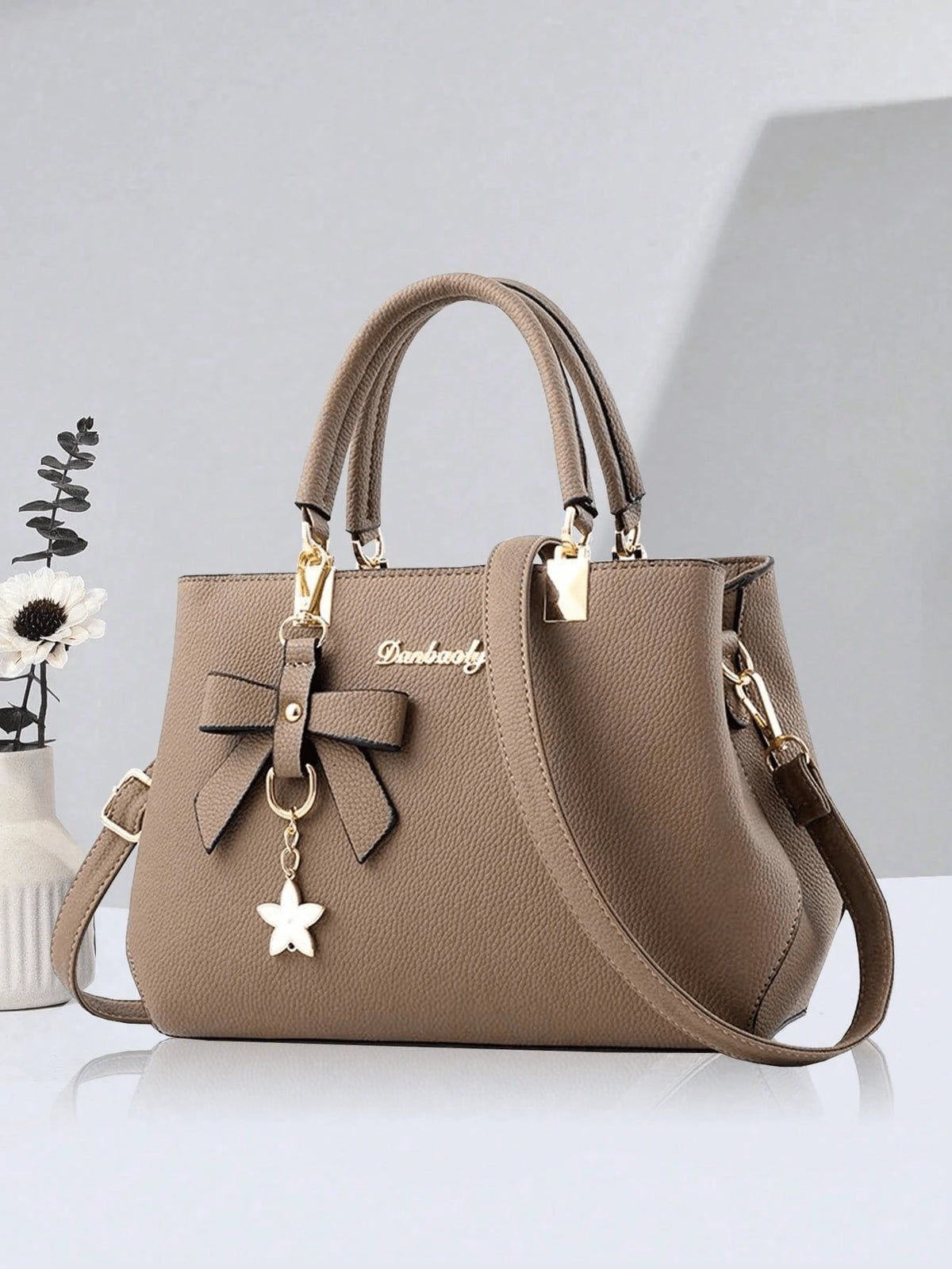 Navy Charm Bow Handbag & Wallet Set