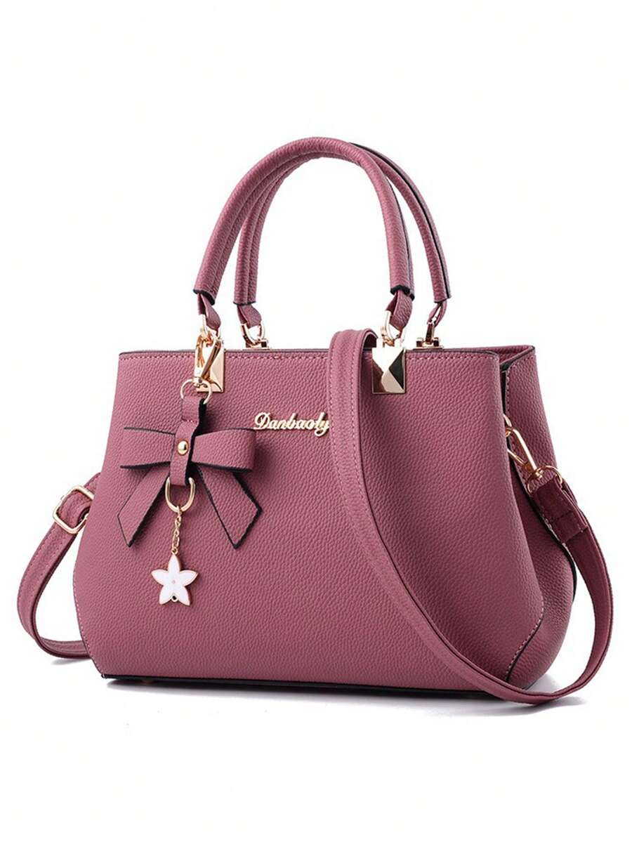 Navy Charm Bow Handbag & Wallet Set