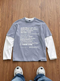 SWAVVY Men's Long Sleeve Patchwork Letter Print T-Shirt