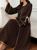 Al Najma Colorblock Trim Lace-Up Abaya