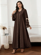 Al Najma Colorblock Trim Lace-Up Abaya