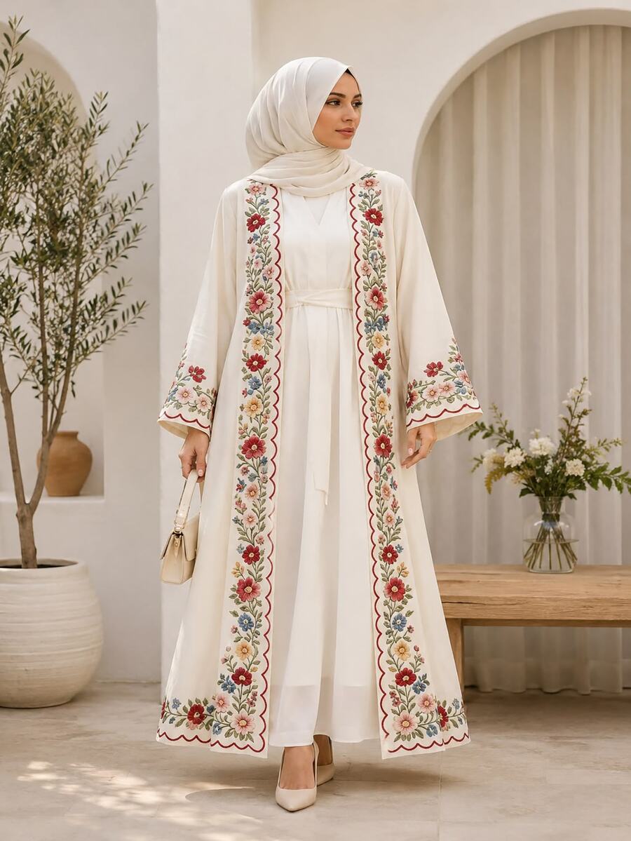 Al Najma Floral Print Casual Abaya