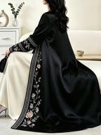 Al Najma Floral Print Open-Front Abaya Coat
