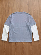 SWAVVY Men's Long Sleeve Patchwork Letter Print T-Shirt