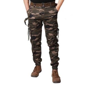 Casual Plain Multi Pocket Mid Waist Regular Men's Pants